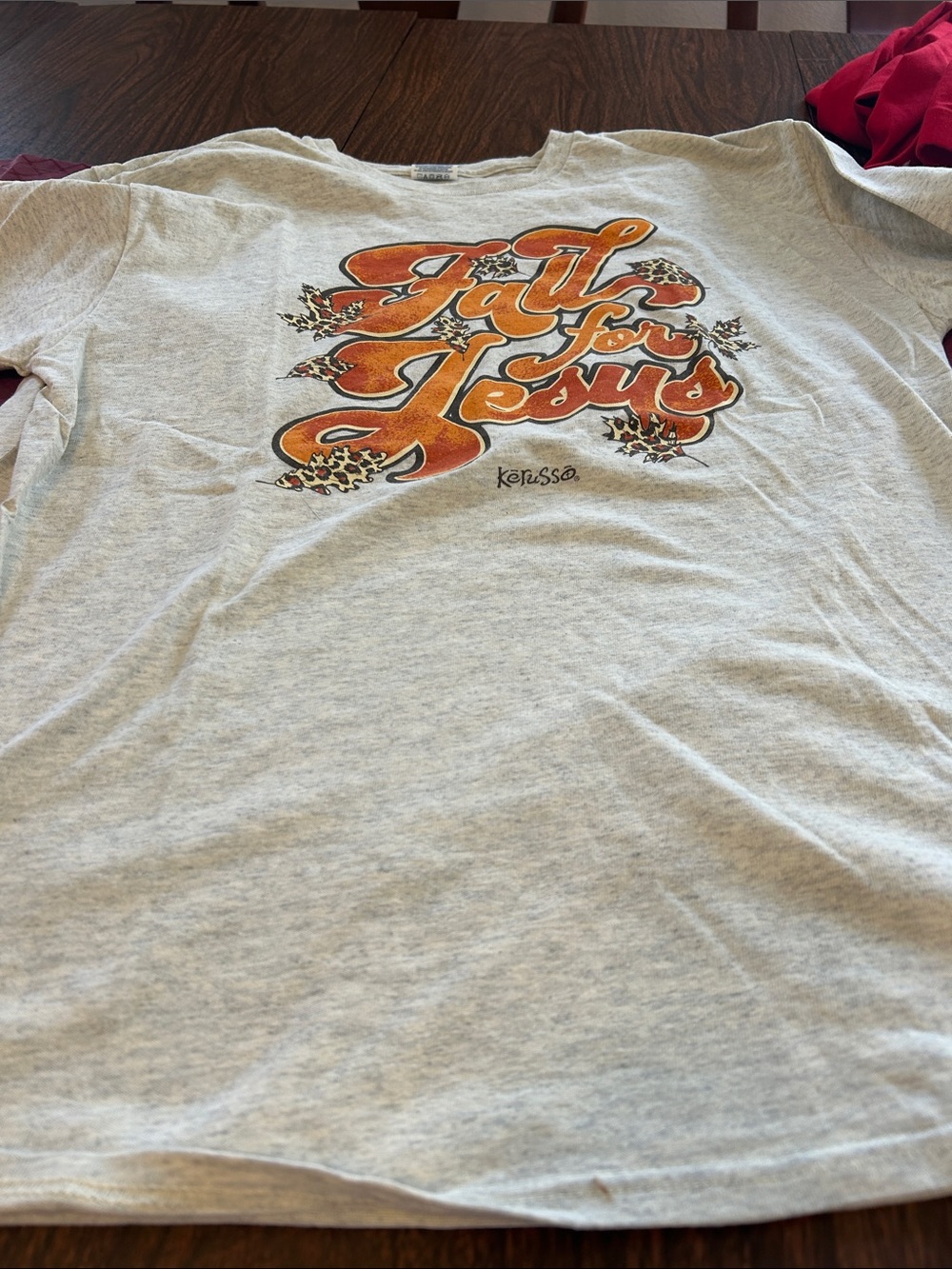Fall For Jesus Graphic Tee - Light Heather Gray with Orange Lettering